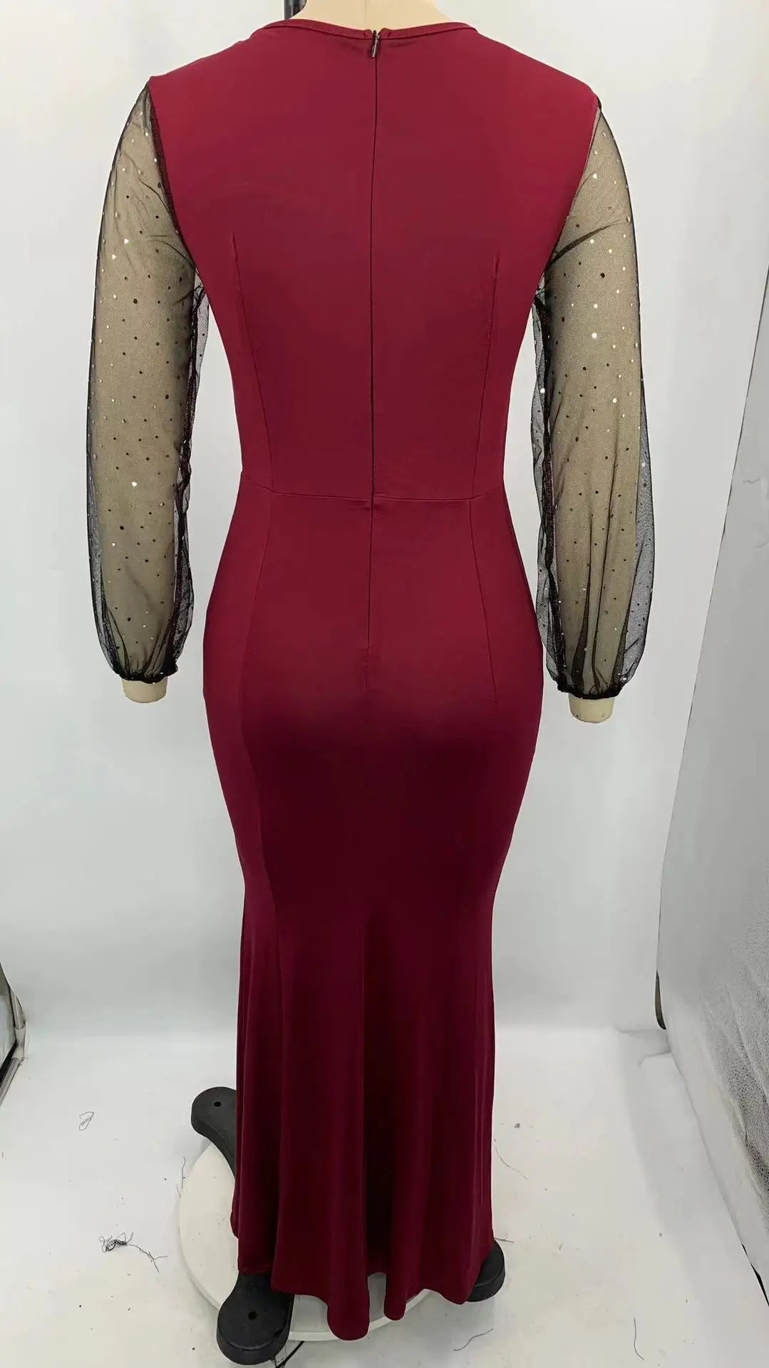 Mesh Patchwork Dress Womens Fashion Round Neck Long Sleeve Slim Elegant Dress Women