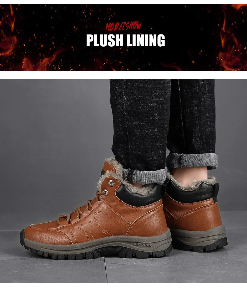 Winter Shoes for Men Boots Warm Plush Leather Snow Ankle Boots HIking Shoes Men Timberland Boots Men Big Size 48 Sneakers