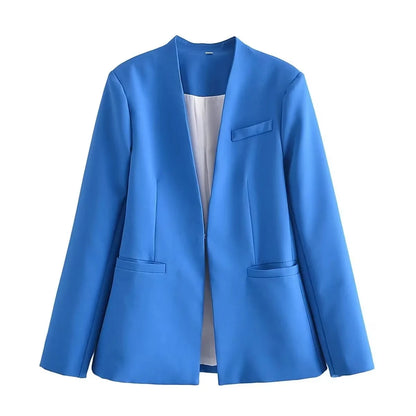 KONDALA Office Lady Beige Women Suits Long Sleeve V Neck Oversized Blazer+High Waist Wide Leg Pants Fashion 2025 Vintage Sets