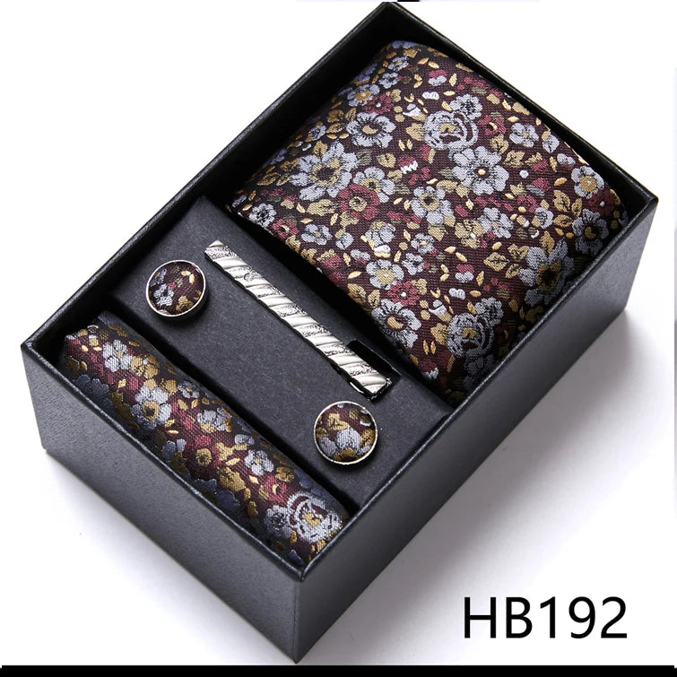 Top Quality 7.5 cm Business Ties Hanky Cufflink Set Tie Clips Green Necktie Corbatas For Men Wedding In Gift Box Gravatas