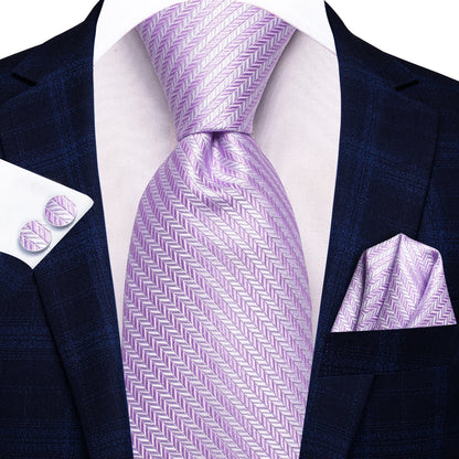 Hi-Tie Light Purple Solid Silk Wedding Tie For Men Quality Hanky Cufflink Gift Necktie Set Fashion Novelty Designer Dropshipping