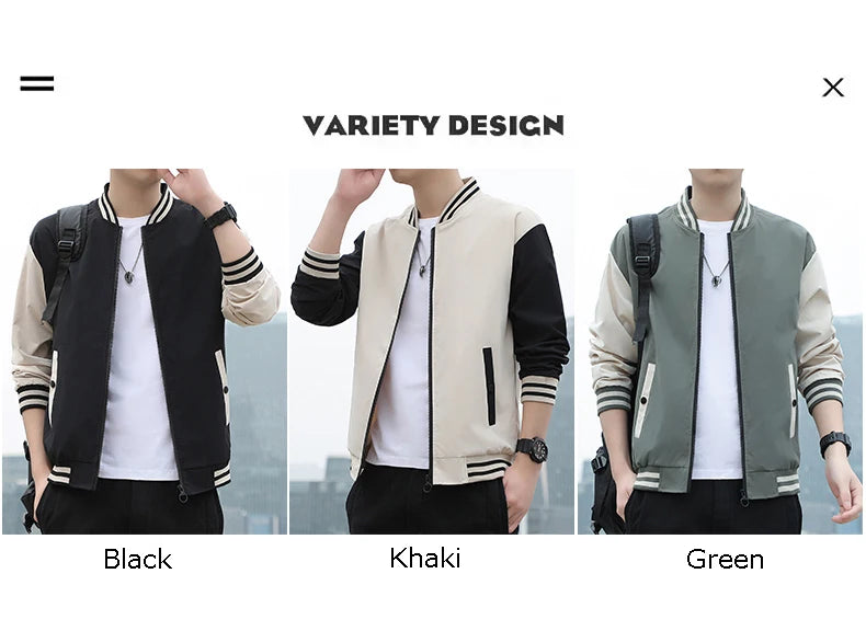 SUPUSCREAT Spring Autumn Men Baseball Jacket Stand Collar Korean Style Casual Jackets And Coats Male Slim Fit Bomber Jacket 5XL