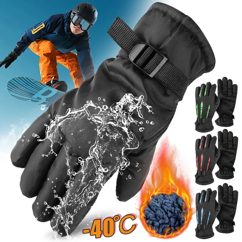 Thicken Winter Cycling Gloves Men Outdoor Waterproof Skiing Riding Motorcycle Warm Mitten Non-slip Glove Thermal Sport Mittens