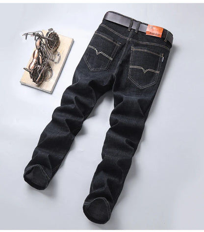 2024 NEW Men's Classic Style Casual Stretch Slim Jean Pants Male Brand Denim Trousers Black Blue Fashion Business Jeans