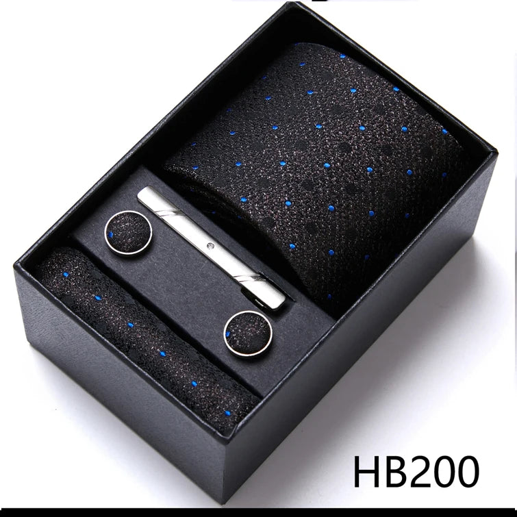 Top Quality 7.5 cm Business Ties Hanky Cufflink Set Tie Clips Green Necktie Corbatas For Men Wedding In Gift Box Gravatas