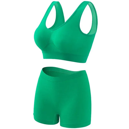 Seamless Bra Set Women Low Waist Underwear Female Tanks Bra Top Sexy Boyshort Panties Girls Casual Sports Lingerie Set Intimates