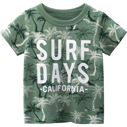 OLEKID 2025 Summer Children Boys Clothing Printed Cartoon Boys T-Shirts 2-8 Years Kids Baby Boy Tops Short Sleeve Toddler Tees