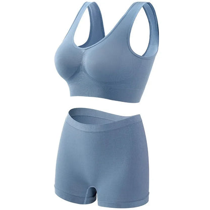 Seamless Bra Set Women Low Waist Underwear Female Tanks Bra Top Sexy Boyshort Panties Girls Casual Sports Lingerie Set Intimates