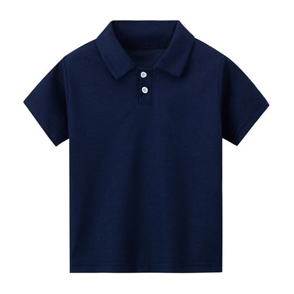 Children's solid color POLO shirt boy handsome fashion sports T-shirt girl lapel casual and comfortable half sleeve.