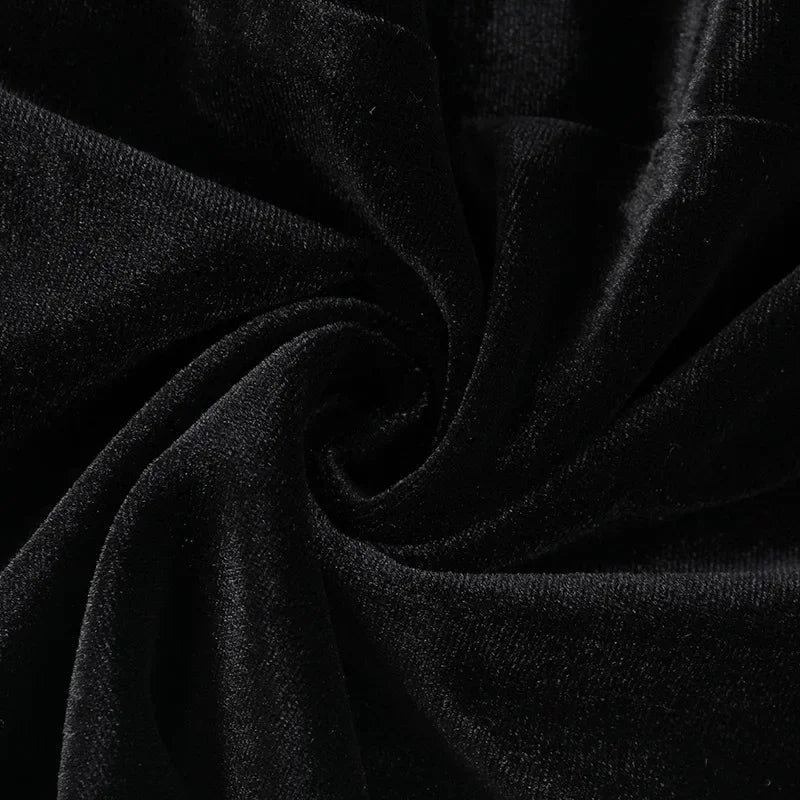 Y2K Goth Floral Lace Mesh Flared Sleeve Bodycon Party Dresses Sexy Vintage Elegant Black Velvet V-Neck Long Dress Partywear