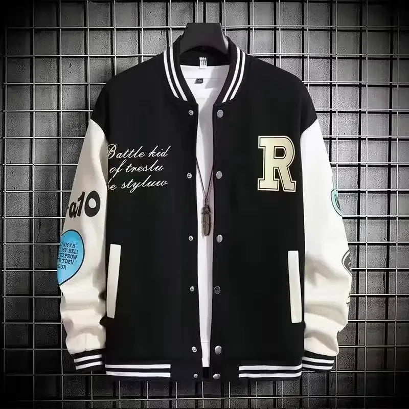 Trendy Baseball Jacket For Men Casual Loose Fit High School Student Hip Hop Style Couples Coat Spring Autumn Season