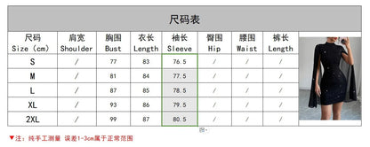 Spring New Party Tight Sexy Dress Women O Neck Solid Fashion Sequin Cape Mesh Women's Mini Skirt With Hip Wrap Dress Vestidos