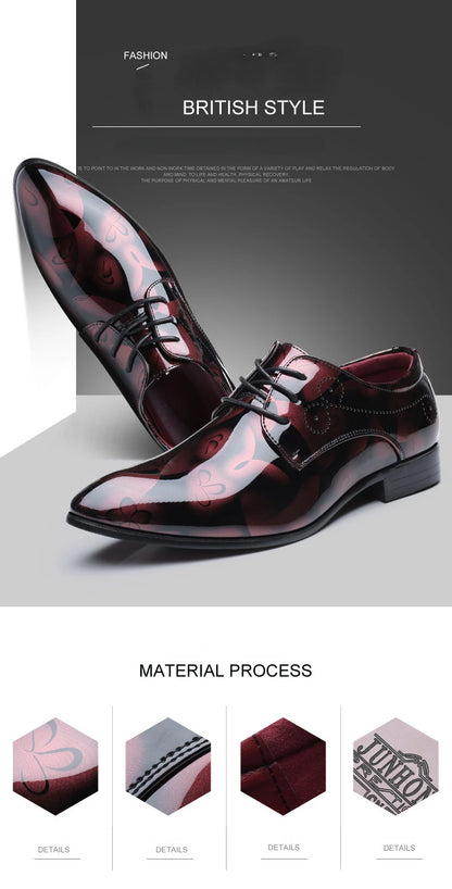 Luxury Men Oxford Shoes Retro Floral Pattern Men Dress Shoes Fashion Lace-Up Flats High Quality Business Men Party Wedding Shoes
