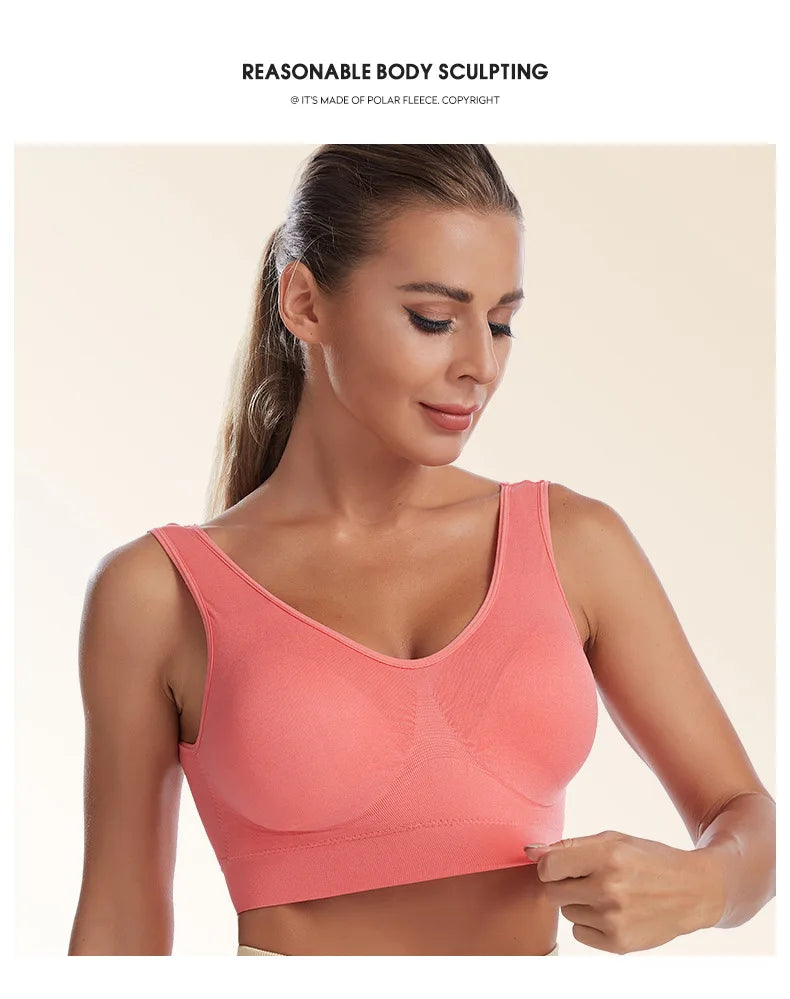 Women Sexy Bra Plus Size Seamless Breathable Brassiere Wire Free Bralette Underwear Comfortable Active Padded Brassiere Crop Top