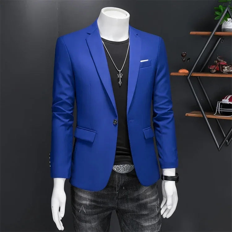 Boutique Fashion Suit Men's Slim Groom Wedding Suit Jacket Business Office Suit Casual Solid Color Suit Jacket