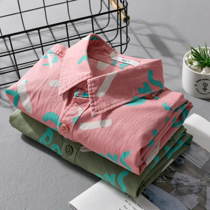 Spring Autumn Men's Clothing Design Sense Simple Long Sleeve Letter Printed Shirt Trendy Casual Fashion Versatile Men's Blouse