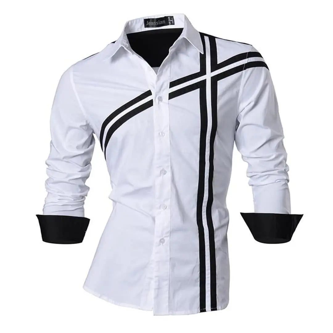 Jeansian Men's Casual Dress shirt 3D simple all-match printed long-sleeved fashion hip-hop neutral clothing