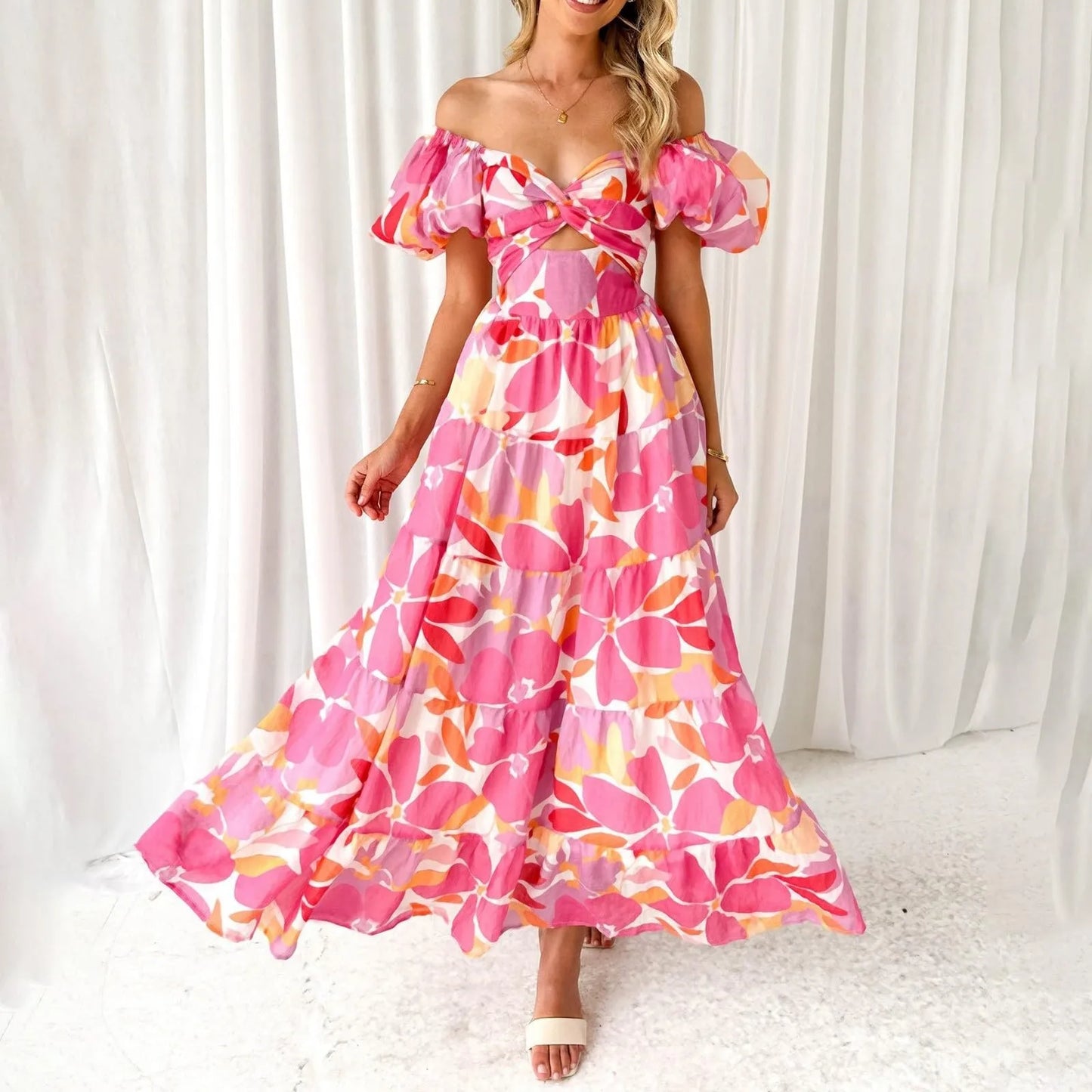 Vestidos Para Mujer Spring Formal Dresses For Women V-Neck Floral Long Dress Casual Summer Dresses For Women Floral Formal Dress