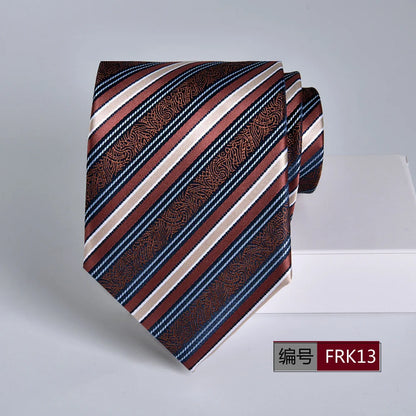 Brown Tie For Men Classic Style 8CM Tie Striped Jacquard Ties Wine Red Wedding Gravatas Formal Business Neckties Gifts For Men