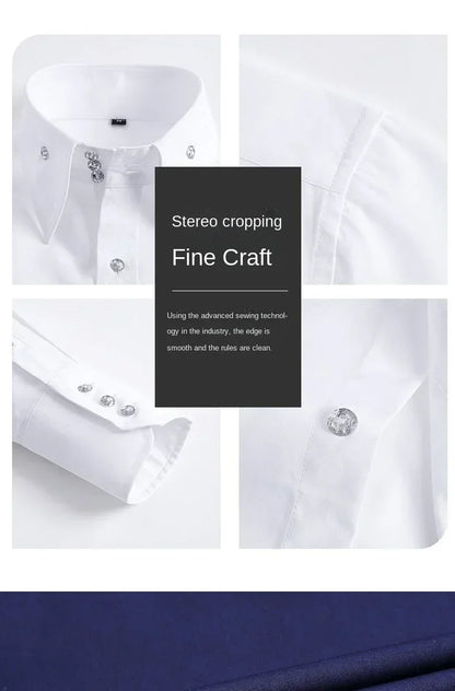 Men's Dress Shirt Autumn Spring Long Sleeve Business Blue Casual Shirts Female Coat Slim-fit Non-ironing Solid Color Black