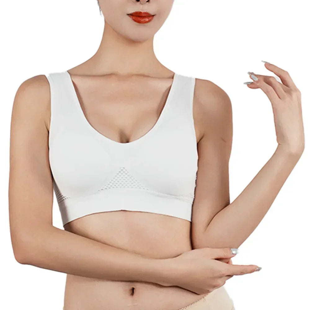 Women Large Sports Bra No Steel Ring Seamless Bra Anti Sagging Gathering Bralette Pad Gym Runing Bras Yoga Vest Underwear S-6XL