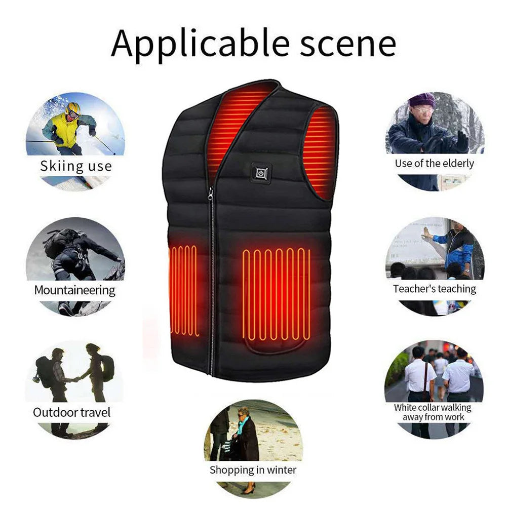 Unisex Heated Vest 9 Area Heating Thermal Jacket USB Electric Heating Vest Men Women Smart Headed Waistcoat for Outdoor Camping