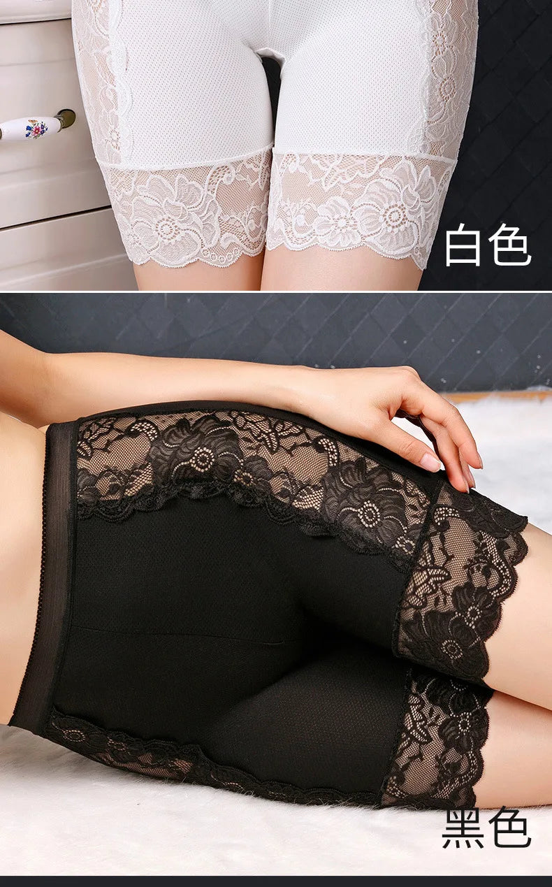 Plus Size Safety Short Pants Women Seamless Under Skirt Boxers For Women Sexy Lace Anti Chafing Boyshort Panties Underwear