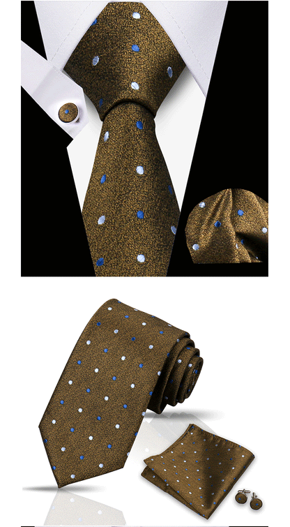 Tie For Men Classic Plaid Handkerchiefs Red Necktie Cufflinks For Men Blouse Business Wedding Accessories Women Collar Man Gift