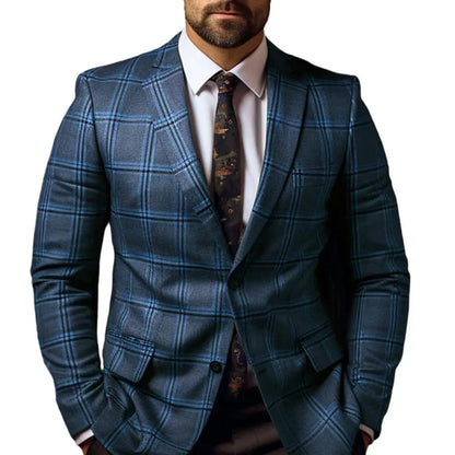 British Style Men Plaid Fashion High End Slim Wedding Banquet Slim Prom Tuxedo Classic British Style Mens Business coat 1 PC