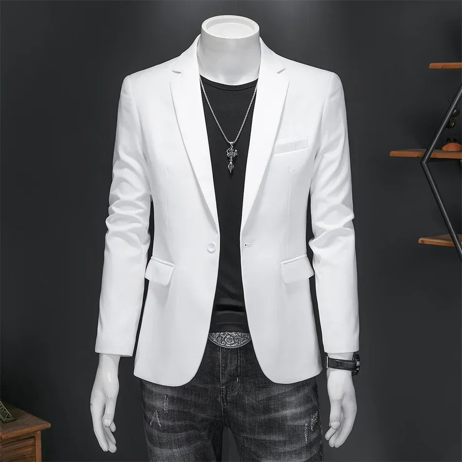 Boutique Fashion Suit Men's Slim Groom Wedding Suit Jacket Business Office Suit Casual Solid Color Suit Jacket