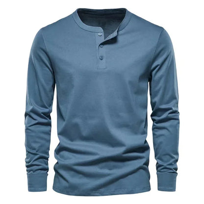 Cross-border Spring and Autumn Clothing European and American Men's T-Shirt Long-sleeved Men's Base Henry Shirt