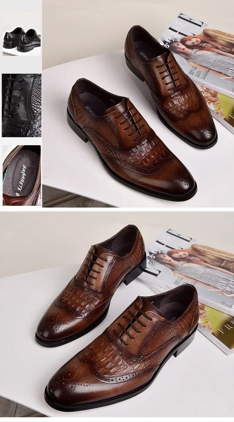 Plus Szie 48 Brock Oxford retro crocodile leather men formal spring autumn new 's for Work Casual business shoes Wedding shoes