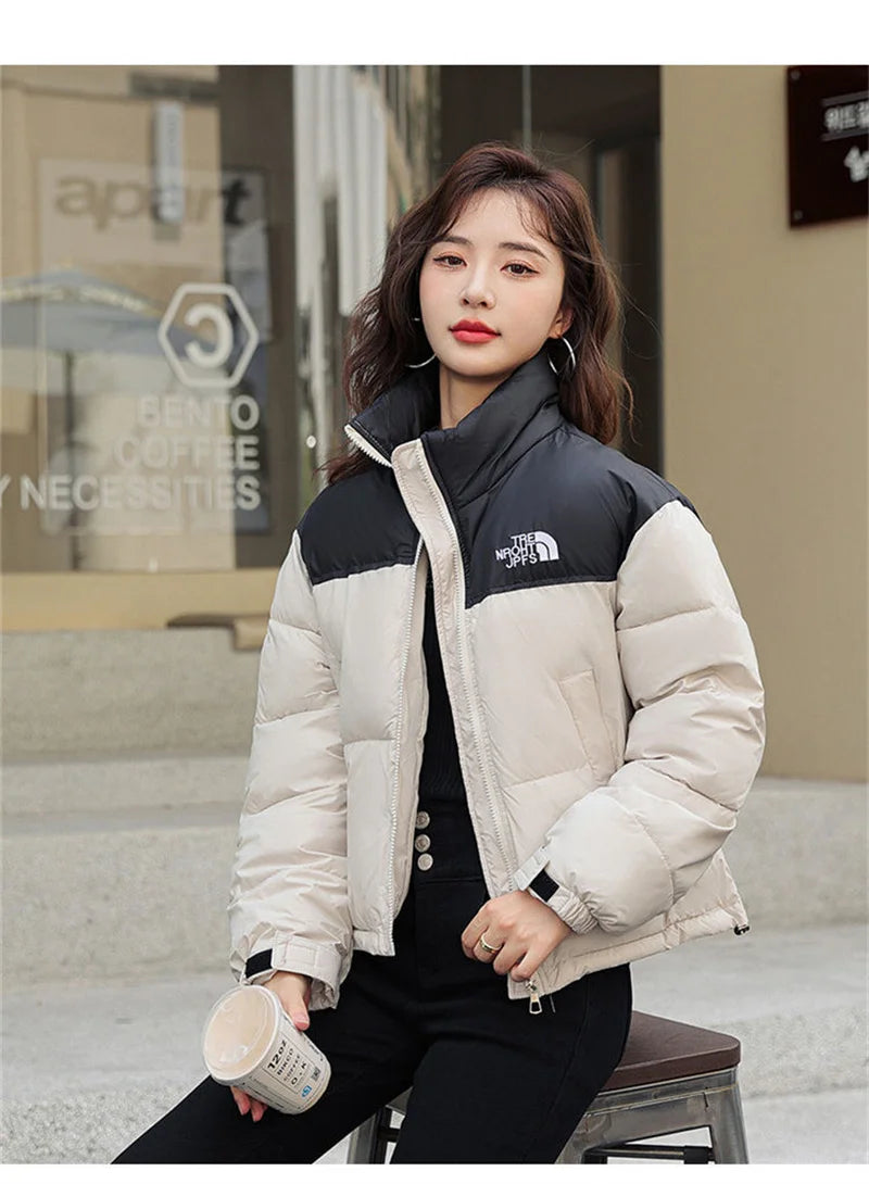 Winter Short Stitching Contrast Down Cotton-Padded Jacket Women's New 2023 Fashion Loose Padded Jacket Clothes Women Coat