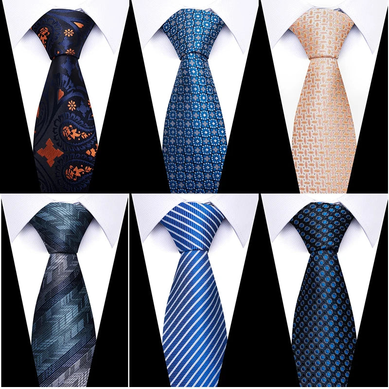 8 cm Tie Men Gravatas Classic Many Color Newest design Silk Necktie Shirt Accessories Striped Sky Blue Man's Office