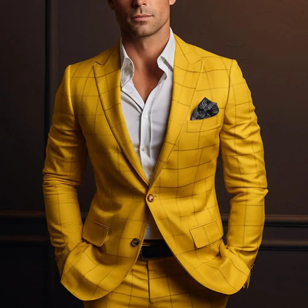 British Style Men Plaid Fashion High End Slim Wedding Banquet Slim Prom Tuxedo Classic British Style Mens Business coat 1 PC