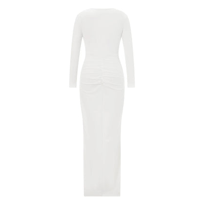 hirigin Spring Bodycon Dresses For Women Luxury Designer Party Prom  Deep V Neck Sexy Dress Hem Split Outfits Evening Vestidos