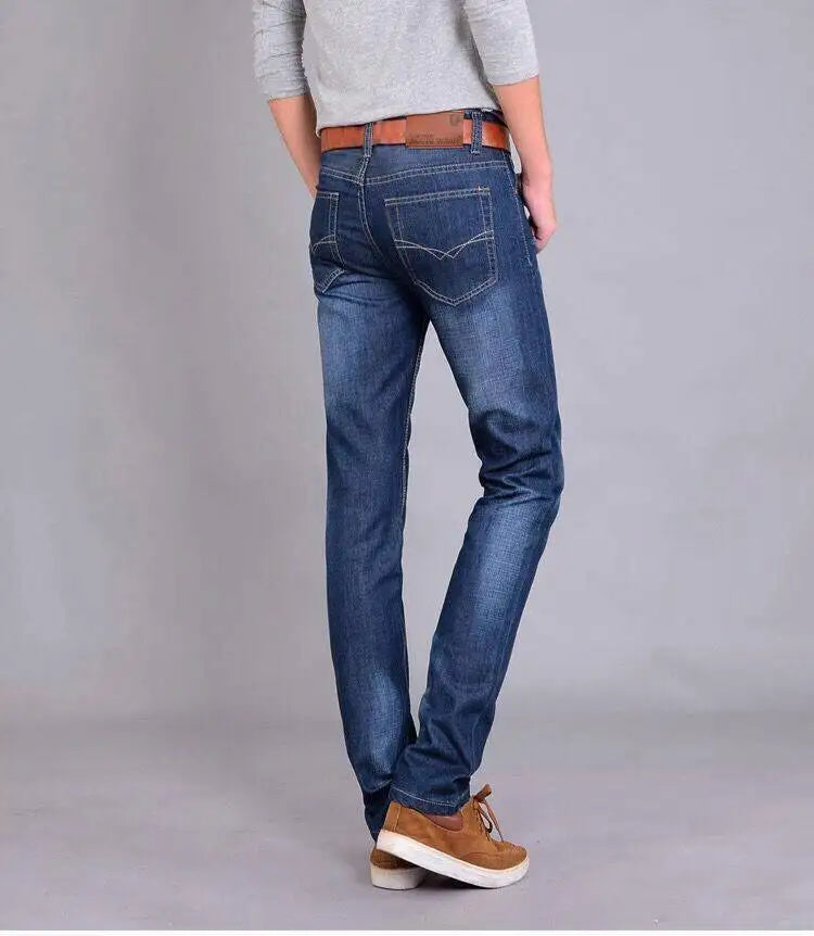 Men's Pants Jeans Loose Large Size Thin Summer Stretch Slim Mid Waist Straight Pants for Men Casual Men's Clothing Denim Pants