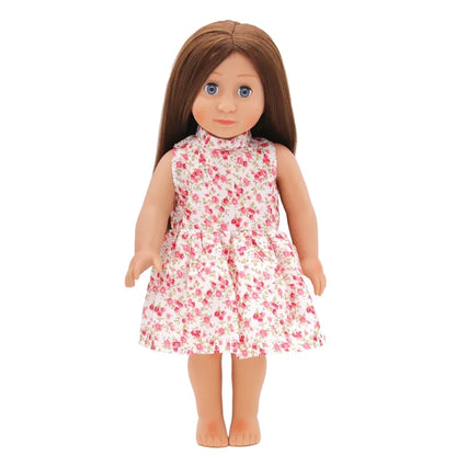 Toy Accessorie White Fashion Dress For 43 Cm Baby New Born Dolls For 18 Inch American Doll Toys For Girl's Gift
