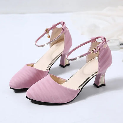 Women Cute Pointed Toe Black Buckle Strap High Heel Shoes Lady Casual Red Comfort Summer Stiletto Heels for Office & Party G6006