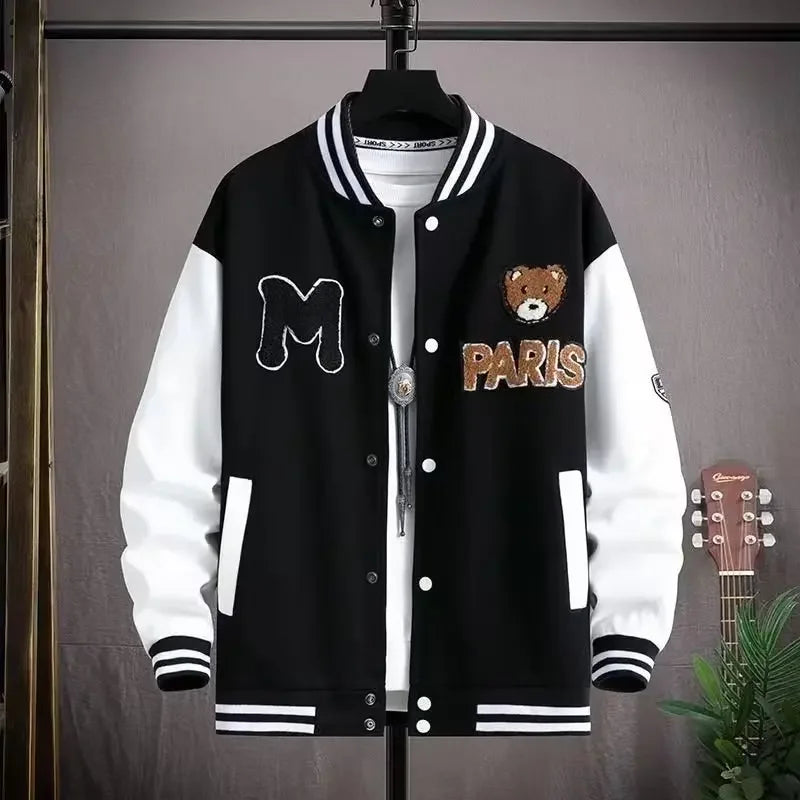 Trendy Baseball Jacket For Men Casual Loose Fit High School Student Hip Hop Style Couples Coat Spring Autumn Season