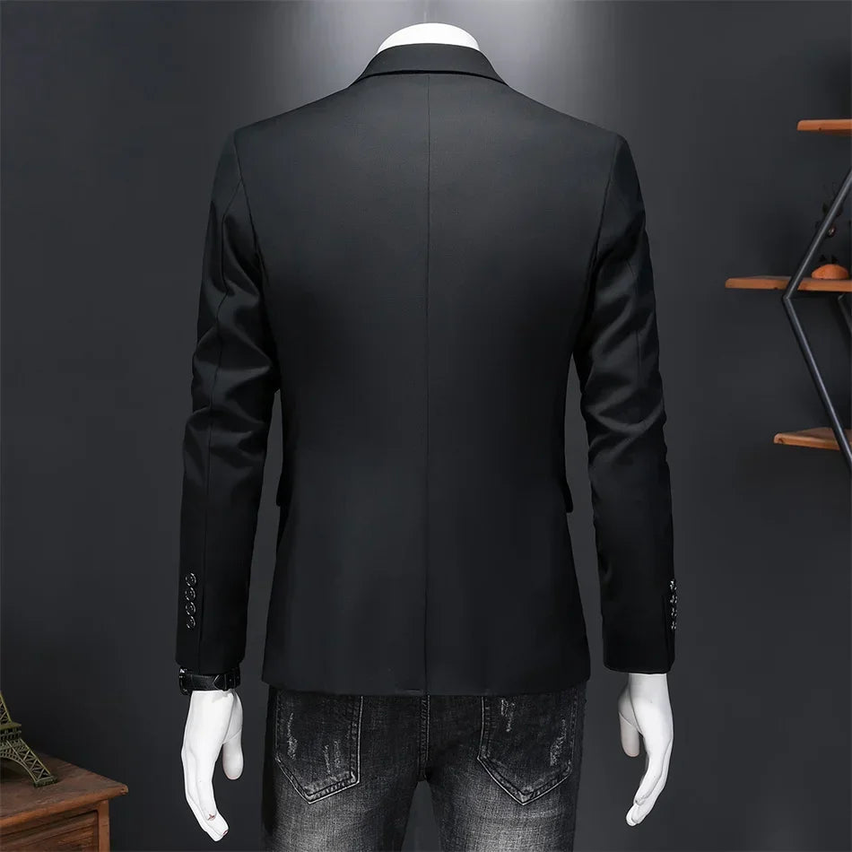 Boutique Fashion Suit Men's Slim Groom Wedding Suit Jacket Business Office Suit Casual Solid Color Suit Jacket