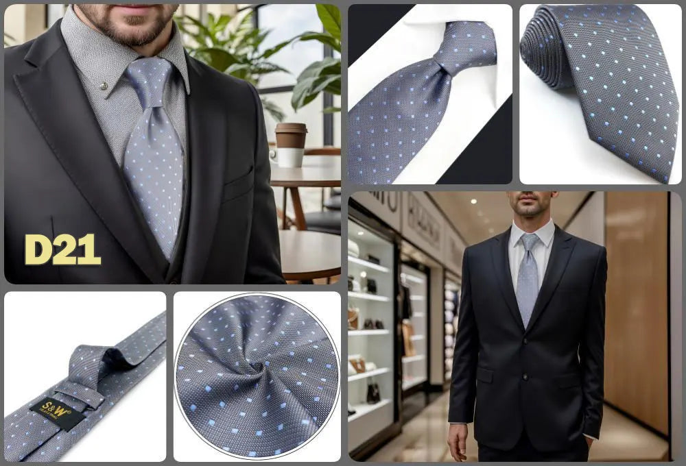 Blue Mens Necktie Silk Brown Ties for Men Wedding Guest Gift Classic Gray Party Christmas Dropshipping