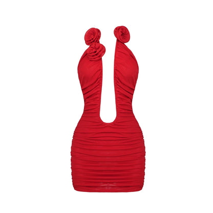 VC Evening Dresses For Women Deep V Neck Sexy Sleeveless Bodycon Female Clothes Red Cocktail Party Vestidos