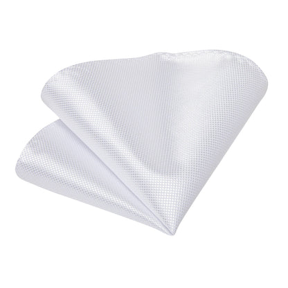 Solid White Polyester Ties for Men Wedding Party Suits Accessories 8cm Neck Tie Handkerchief Cufflinks Gift for Husband
