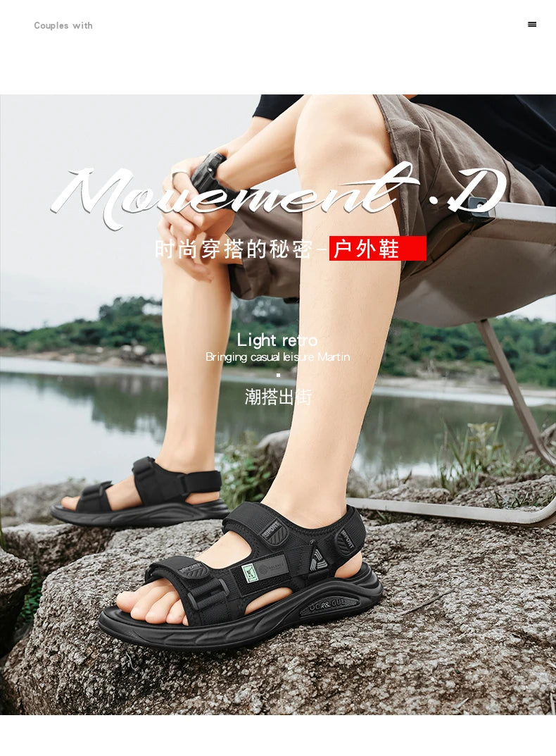 Men's casual sandals summer new outdoor anti slip beach shoes student comfort Breathable sports sandals youth fashion slippers