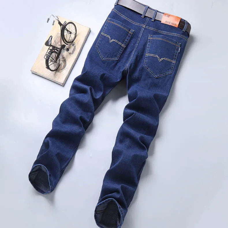 2024 NEW Men's Classic Style Casual Stretch Slim Jean Pants Male Brand Denim Trousers Black Blue Fashion Business Jeans