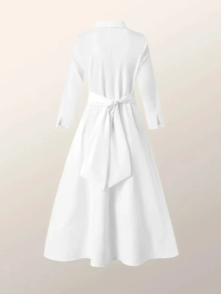 2023 Spring Summer Dresses for Women Lapel Solid Strap Long Sleeve Dress White Dress Women Clothing Streetwear Evening Dresses