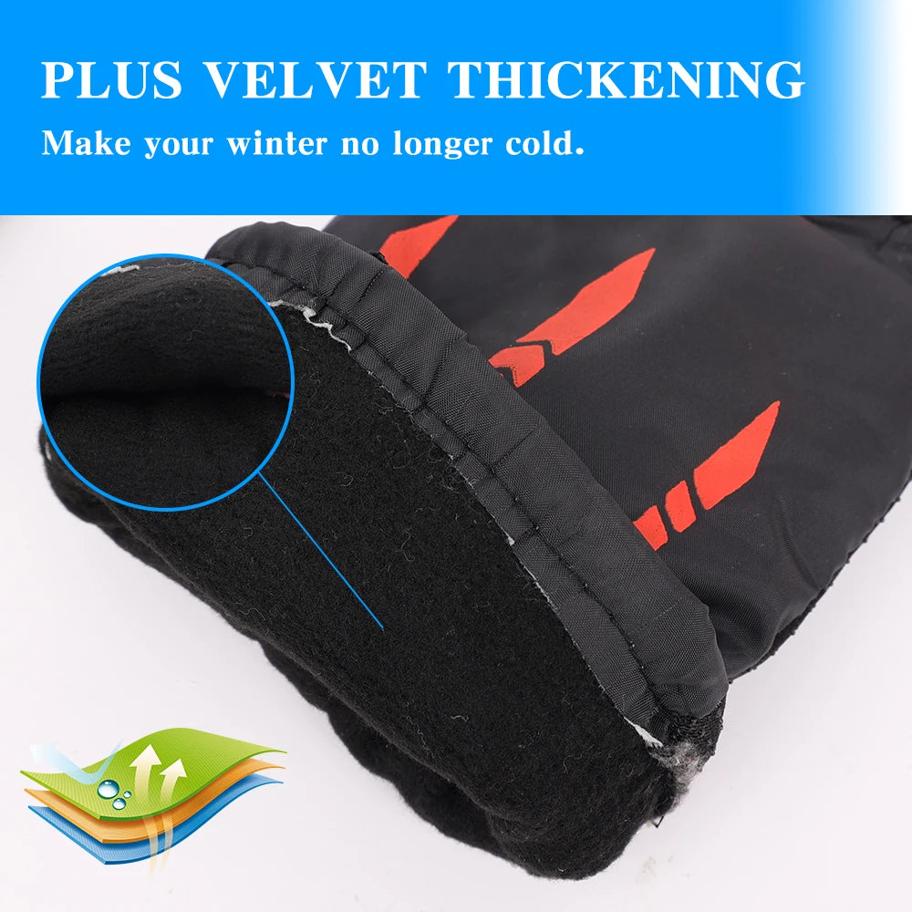 Thicken Winter Cycling Gloves Men Outdoor Waterproof Skiing Riding Motorcycle Warm Mitten Non-slip Glove Thermal Sport Mittens