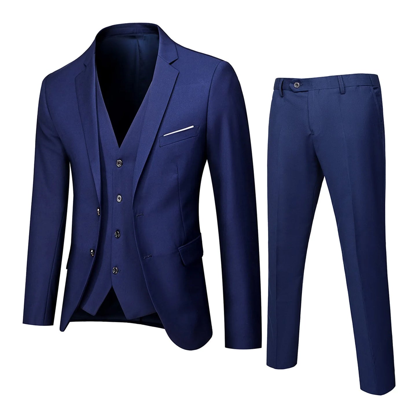 Men Blazers 3 Pieces Sets Business 2 Suits Vest Pants Blue Coats Wedding Party 2023 Formal Elegant Jackets Korean Slim Suit