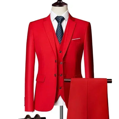 Elegant Suits For Men Wedding 3 Pieces 2 Set Luxury Fashion Classic Full Jackets Vest Pants Blazers Outfit 2024 Formal Costume